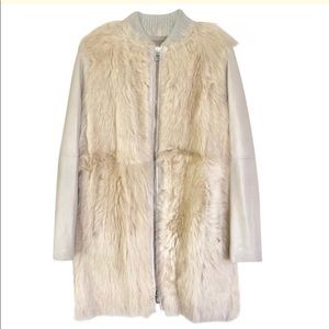 Vince new cream leather and fur coat